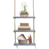 Rope Floating Shelf Rustic Wood (3 Tier)